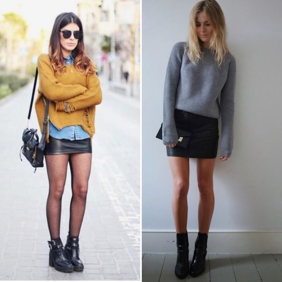 Vintage Dresses & Skirts - Vintage 80s 90s Leather Black Mini Skirt Sz 2